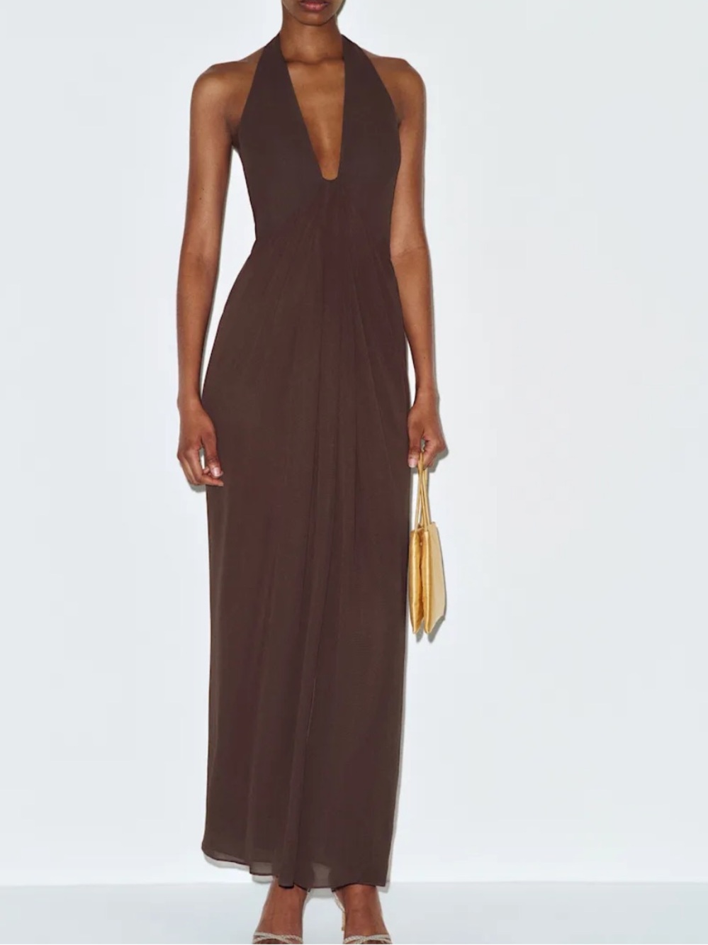 Reformation x Camille Row Alannah Dress in Mole Brown